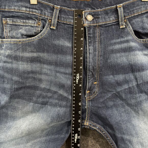 Levis 505 Jeans Men's 38x34 Blue Faded Denim Straight Leg Regular Fit Stretch - Picture 9 of 13